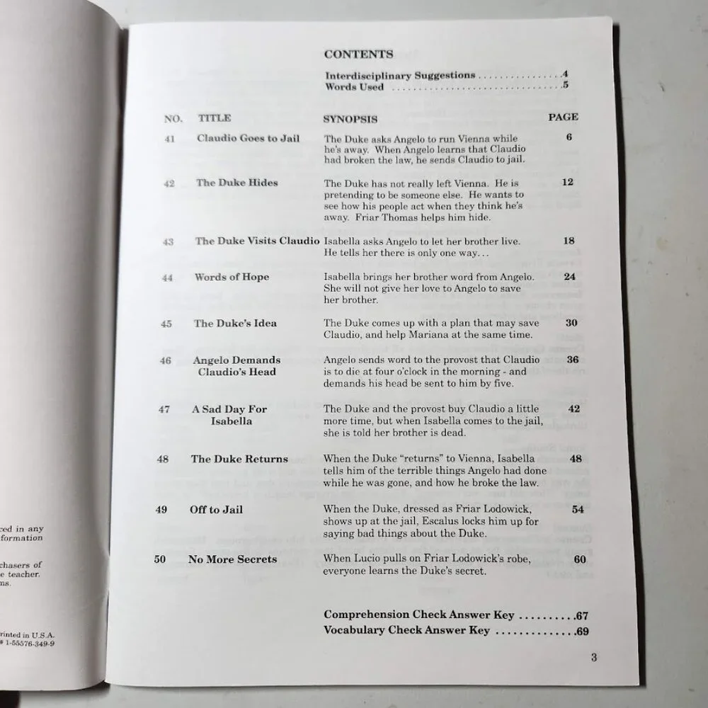 William Shakespeare Measure for Measure Workbook Reading Old World Literature